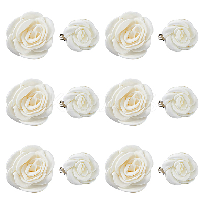 8Pcs 2 Style Camellia Shaped Polyester Alligator Hair Clips PHAR-FH0001-03-1