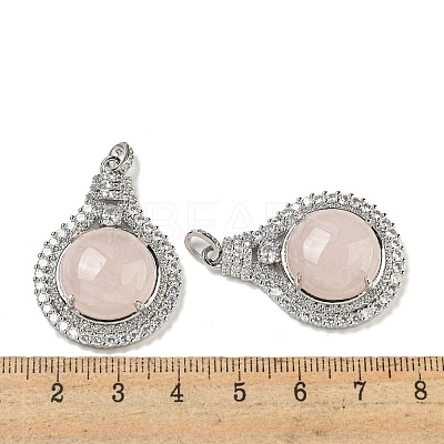 Natural Rose Quartz with Clear Cubic Zirconia Pendants G-G133-01P-23-1