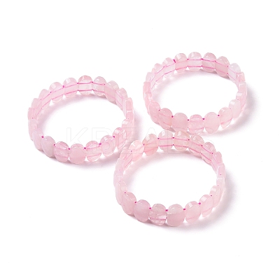Natural Rose Quartz Oval Beaded Stretch Bracelet G-E010-01N-1