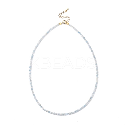 Natural Aquamarine Beaded Necklaces NJEW-JN02990-01-1