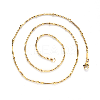 PVD Vacuum Plating 304 Stainless Steel Round Snake Chain Necklace NJEW-S420-009A-G-1