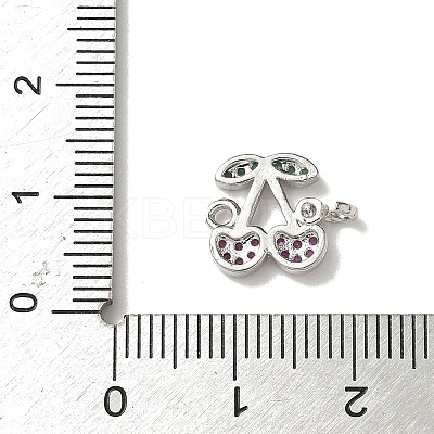 Brass Pave Green and Orchid Cubic Zirconia Cherry Connector Charms KK-I276-47B-P-1