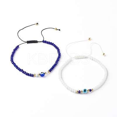 Adjustable Nylon Thread Braided Bead Bracelets Set BJEW-JB06440-1