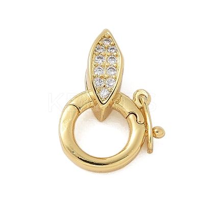 Brass Micro Pave Clear Cubic Zirconia Twister Clasps KK-P293-02F-G-1