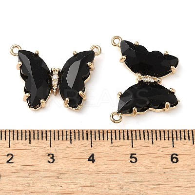 Brass Pave Faceted Glass Connector Charms FIND-Z020-03-1