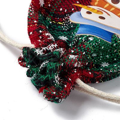 Christmas Theme Rectangle Jute Bags with Jute Cord ABAG-E006-01D-1