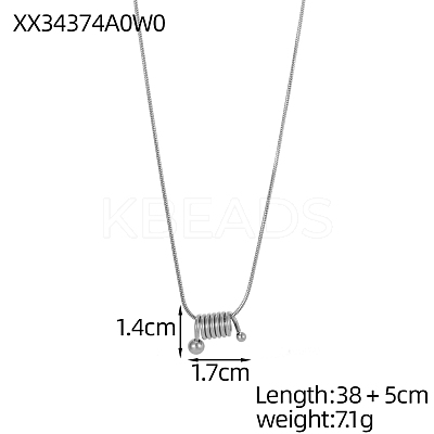 304 Stainless Steel Spiral Spring Pendant Necklaces STAS-OY007-63P-1