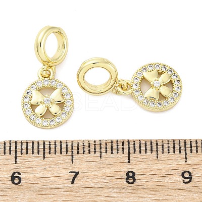Brass Micro Pave Cubic Zirconia European Dangle Charms KK-D325-56G-1