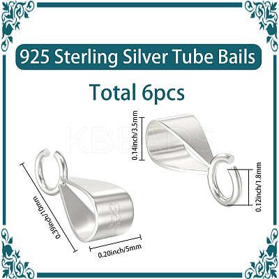 6Pcs 925 Sterling Silver Tube Bails STER-SC0001-64P-1