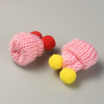 Woolen Crochet Mini Hat with Double Pom Pom Ball DIY-WH0032-56K-1