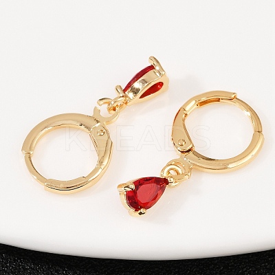 Brass Micro Pave Cubic Zirconia Teardrop Hoop Earrings EJEW-K309-18G-03-1