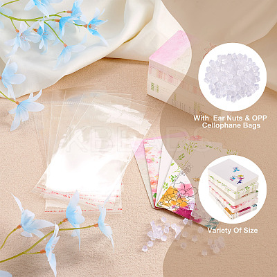 100Pcs 5 Style Rectangle Cardboard Jewelry Display Cards CDIS-YS0001-03-1