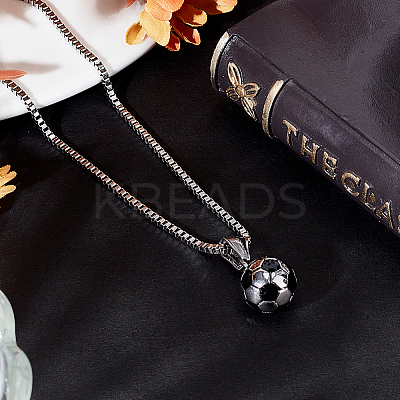 DIY 316 Surgical Stainless Steel Enamel Football Pendants Pendant Necklaces Jewelry Kits DIY-BBC0002-16-1