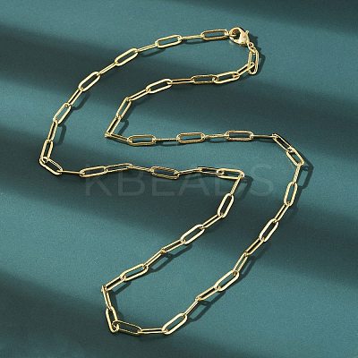 Brass Paperclip Chain Necklaces NJEW-A042-17G-03-1