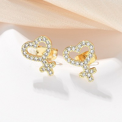 Brass Micro Pave Clear Cubic Zirconia Stud Earrings EJEW-M076-01G-03-1