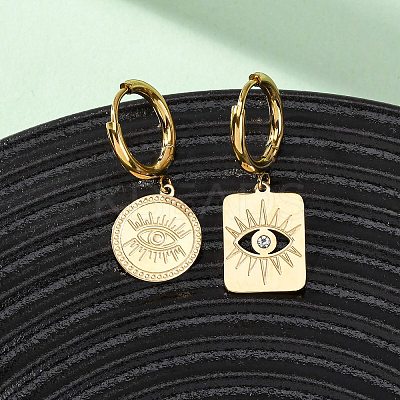 5Pcs 304 Stainless Steel Rhinestone Hoop Earrings EJEW-G447-01G-1