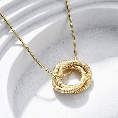 304 Stainless Steel Triple Circles Pendant Necklaces for Women NJEW-Z044-14G-1