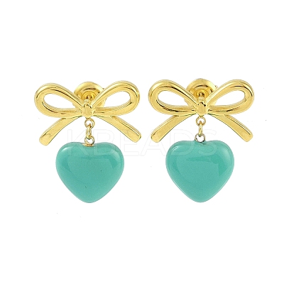 Bowknot 304 Stainless Steel Studs Earrings EJEW-Z047-04G-01-1