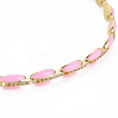 Brass Micro Pave Cubic Zirconia Link Tennis Necklaces for Women NJEW-T013-01G-07-1