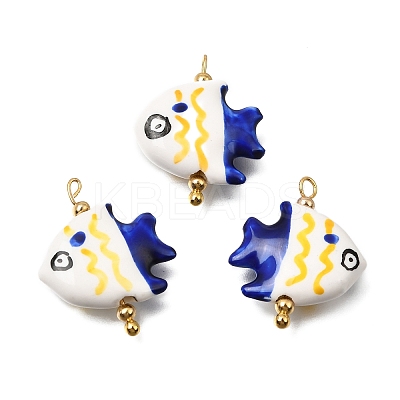 Ocean Themed Hand Painted Ceramic Porcelain Pendants PR-CBA0027-05G-03-1