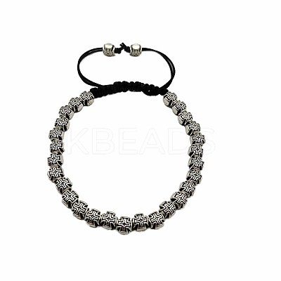 Alloy Cross Bead Braided Bead Bracelet for men and women IA4272-1
