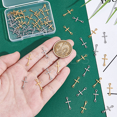 60Pcs 2 Colors 201 Stainless Steel Connector Charms STAS-UN0061-93-1