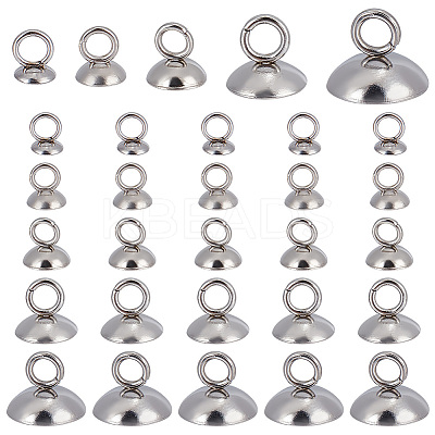 100Pcs 5 Styles 201 Stainless Steel Bead Cap Pendant Bails STAS-GO0001-11-1