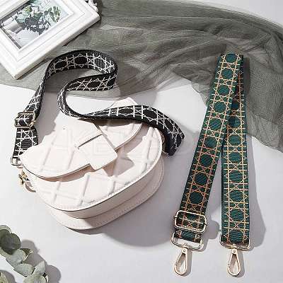 2Pcs 2 Colors Adjustable Polyester Geometric Pattern Bag Straps FIND-PH0003-73-1