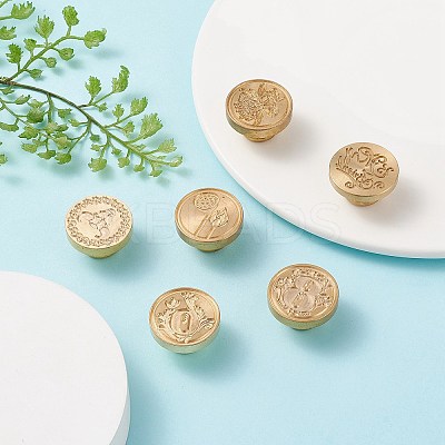 (Defective Closeout Sale: Oxidized)Wax Seal Brass Stamp Head AJEW-XCP0001-40-1
