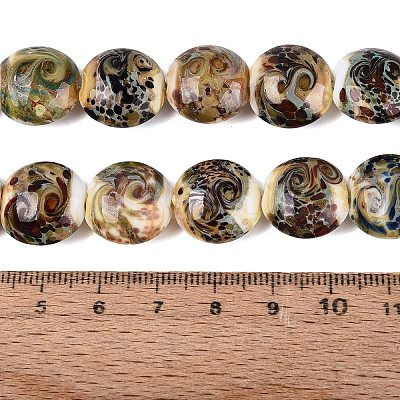 Handmade Gold Sand Lampwork Beads Strands LAMP-Q041-03-1
