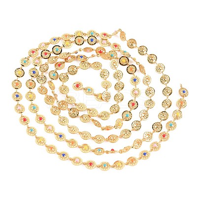 Ion Plating(IP) 304 Stainless Steel Flat Round with Flower Link Chains STAS-N092-125-1