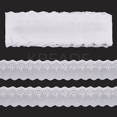 15 Yards Cotton Embroidery Hollow Flower Lace Trim OCOR-WH0003-047B-1