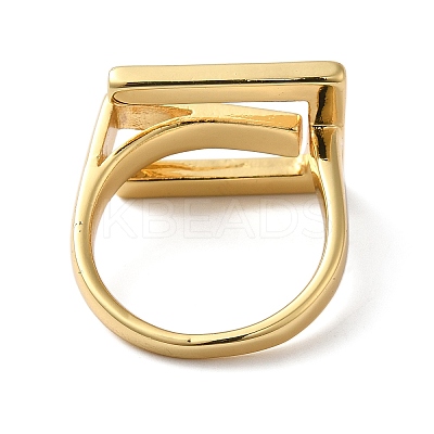 Brass Letter E Geometric Open Cuff Rings for Women RJEW-B062-01G-1