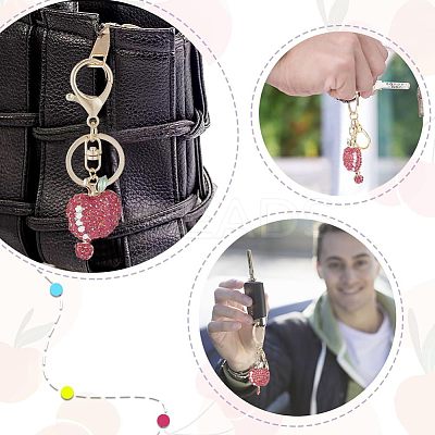 2Pcs 2 Colors Full Rhinestone Apple Keychains KEYC-CA0001-32-1