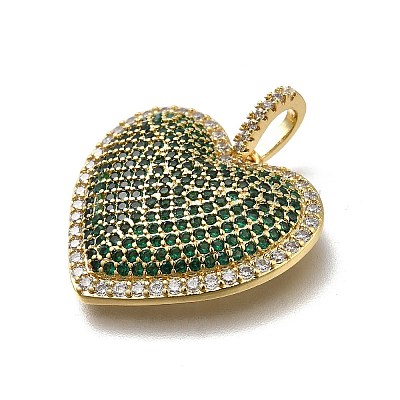 Brass Micro Pave Cubic Zirconia Pendants KK-C090-43G-01-1