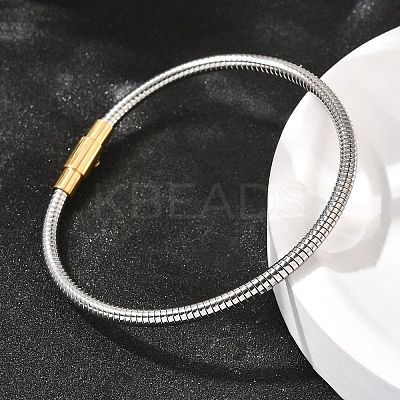 304 Stainless Steel Twisted Rope Shape Bangles for Women BJEW-C091-02B-GP-1