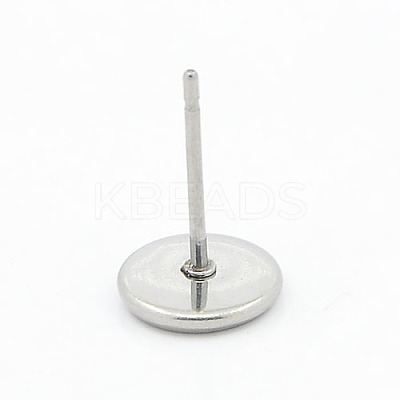 Tarnish Resistant 304 Stainless Steel Flat Round Stud Earring Settings STAS-I017-04-1