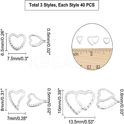 120Pcs 3 Style 304 Stainless Steel Linking Rings STAS-UN0026-33-1