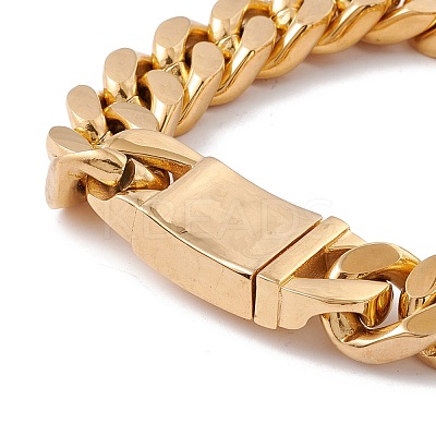 Ion Plating(IP) 304 Stainless Steel Curb Chains Bracelet for Women BJEW-E107-10G-1