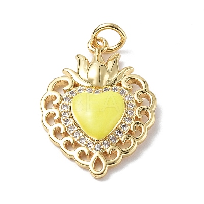 Eco-Friendly Rack Plating Brass Micro Pave Cubic Zirconia Pendants KK-F845-33G-01-1