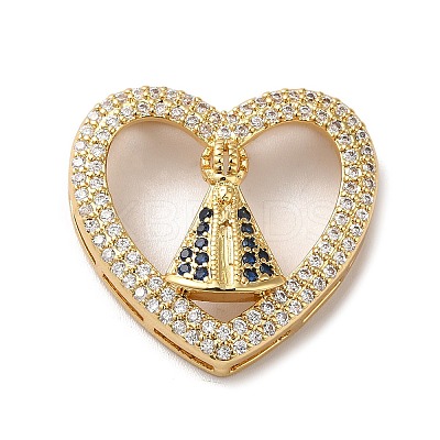 Eco-Friendly Rack Plating Brass Micro Pave Cubic Zirconia Slider Charms KK-F853-33G-1