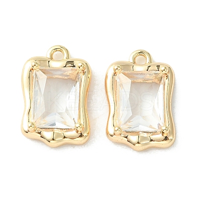 Brass Micro Pave Clear Cubic Zirconia Charms KK-L208-08G-1