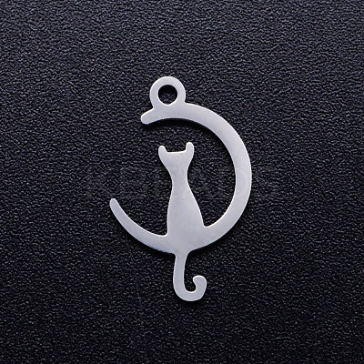 Non-Tarnish 201 Stainless Steel Kitten Pendants STAS-Q201-JN272-1-1