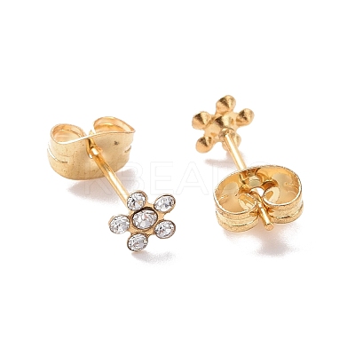 Rhinestone Flower Stud Earrings with 316L Surgical Stainless Steel Pins EJEW-P204-03G-02-1