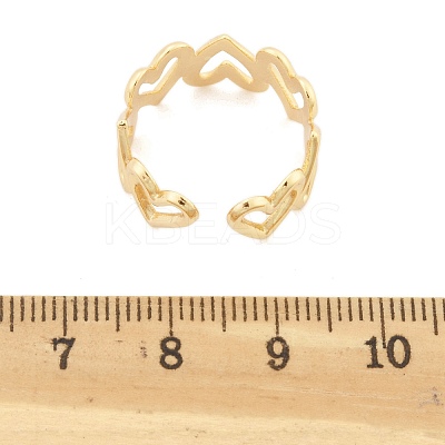 Heart Brass Cuff Rings for Women RJEW-B119-01G-1
