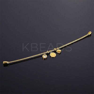 304 Stainless Steel Charm Bangles for Women BJEW-G770-02G-1