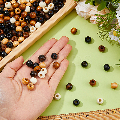 400Pcs 5 Styles Wooden Beads WOOD-DC0001-40-1