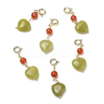 Natural Agate Heart Pendant Decorations AJEW-P108-11G-1