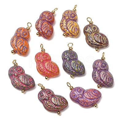 Baking Paint & Golden Metal Enlaced Glass Pendants GL-CBA010C-02G-1