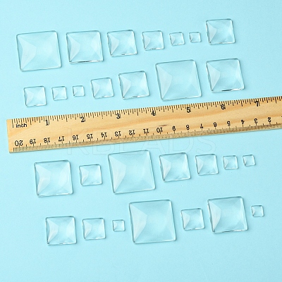 48Pcs 6 Styles Transparent Square Glass Cabochons GGLA-FS0001-06-1